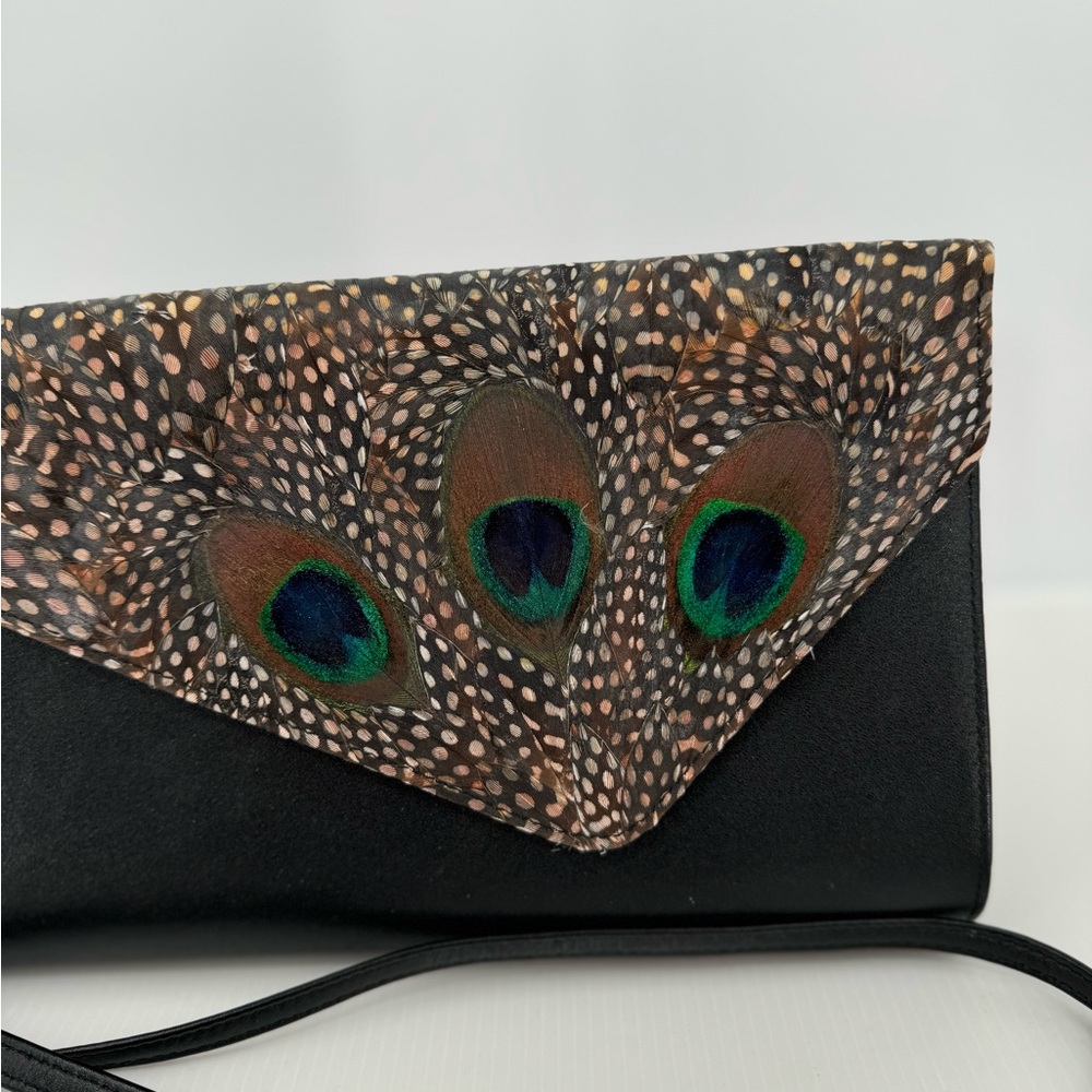Chic Black And Brown Feather Pattern Shoulder Bag - image 2